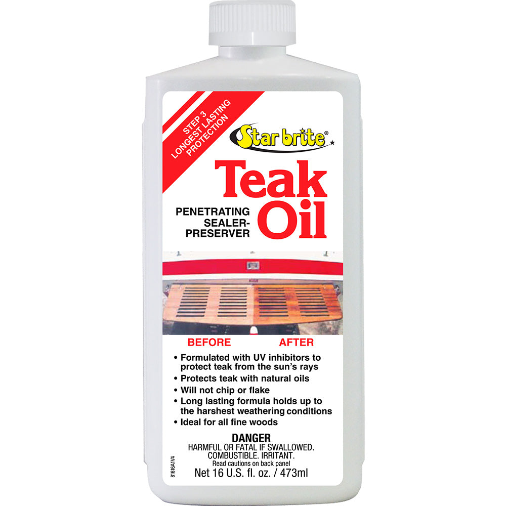 Star brite Teak Oil Long Lasting Penetrating Sealer Preserver wUV Inhibitors 16 oz 81616