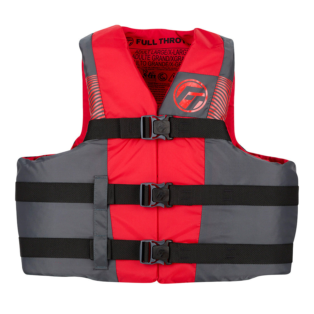 Full Throttle Adult Nylon Life Jacket 2X4X BlackRed 11220010008026