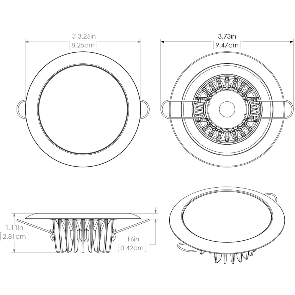 Lumitec Mirage Flush Mount Down Light Glass FinishPolished SS Bezel 2Color WhiteBlue Dimming 113111