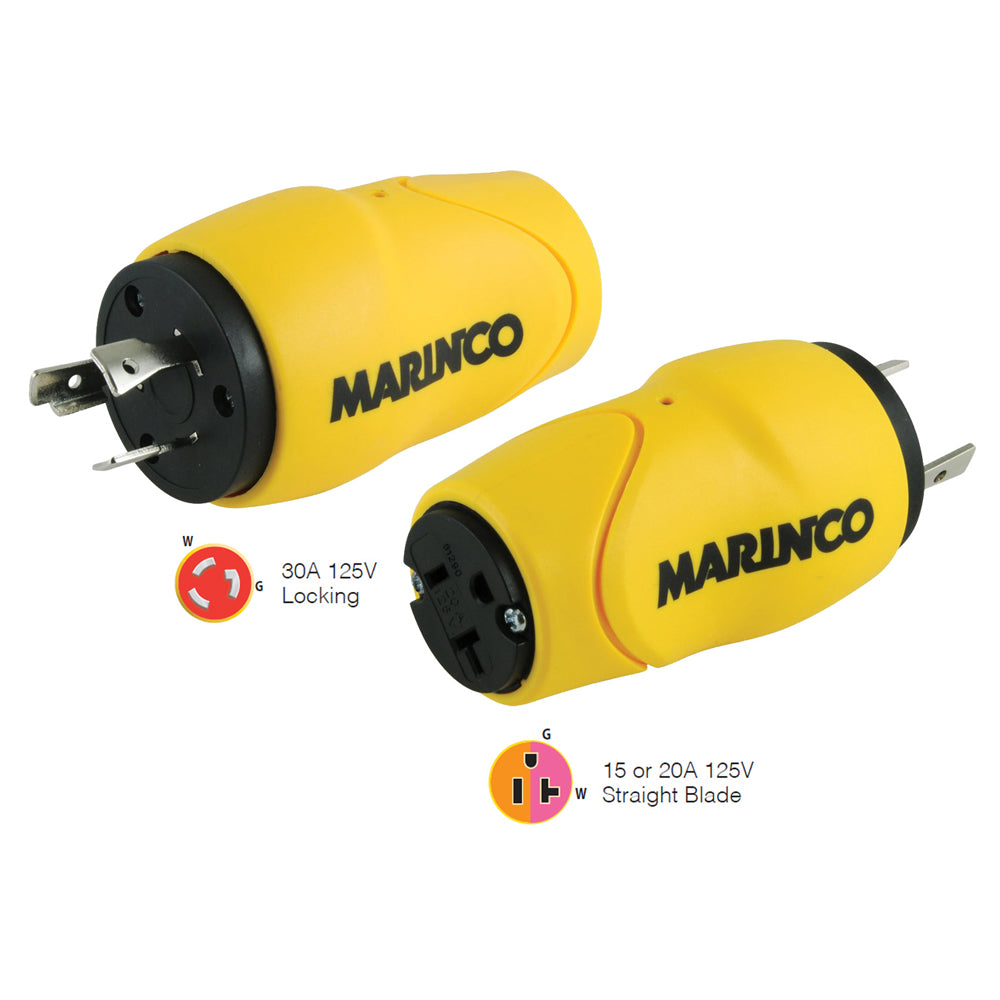 Marinco Straight Adapter 30A Male 15A Female S3015