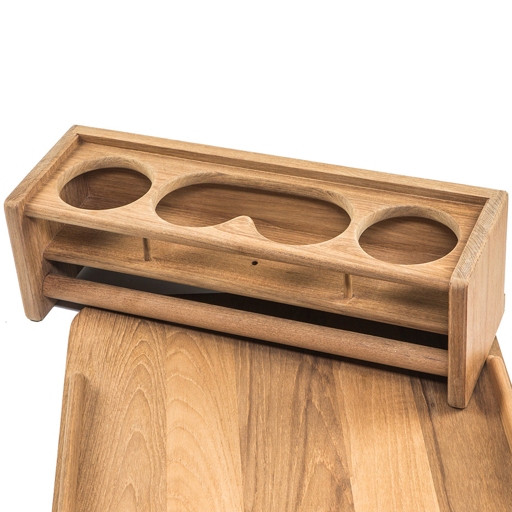 Whitecap Teak Drinkholder wRemovable Cockpit Table Top Holds 4 Glasses 61394C