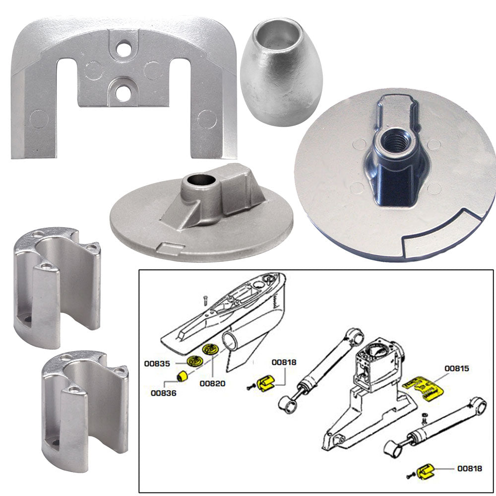 Tecnoseal Anode Kit wHardware Mercury Bravo 3 2004Present Magnesium 20805MG