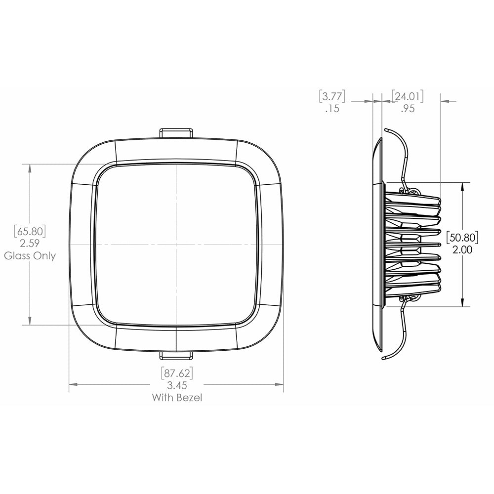 Lumitec Square Mirage Down Light Spectrum RGBW Dimming Polished Bezel 116117