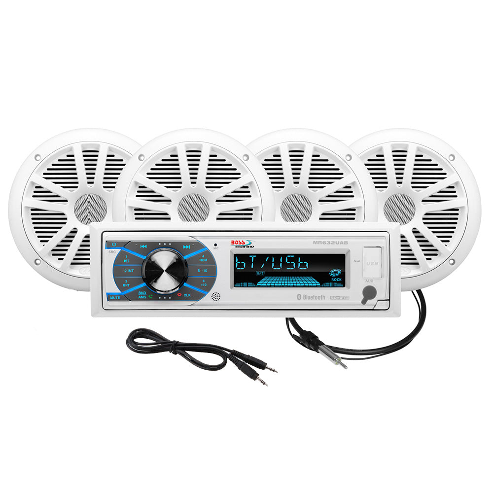 Boss Audio MCK632WB64 Marine Stereo 2 Pairs of 65 Speaker Kit White MCK632WB64