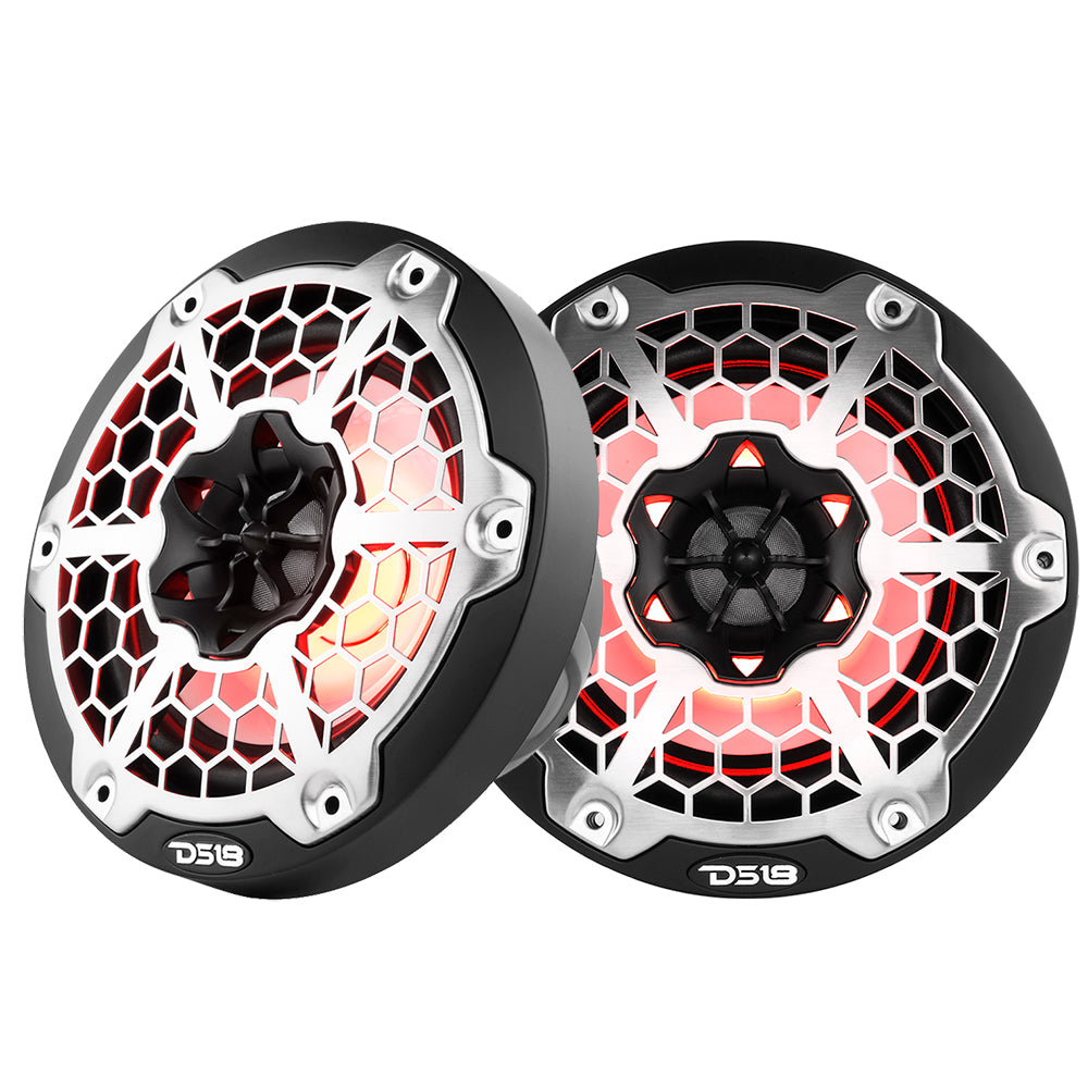 DS18 New Edition HYDRO 65 2Way Marine Speakers wRGB LED Lighting 300W Black NXL6MBK