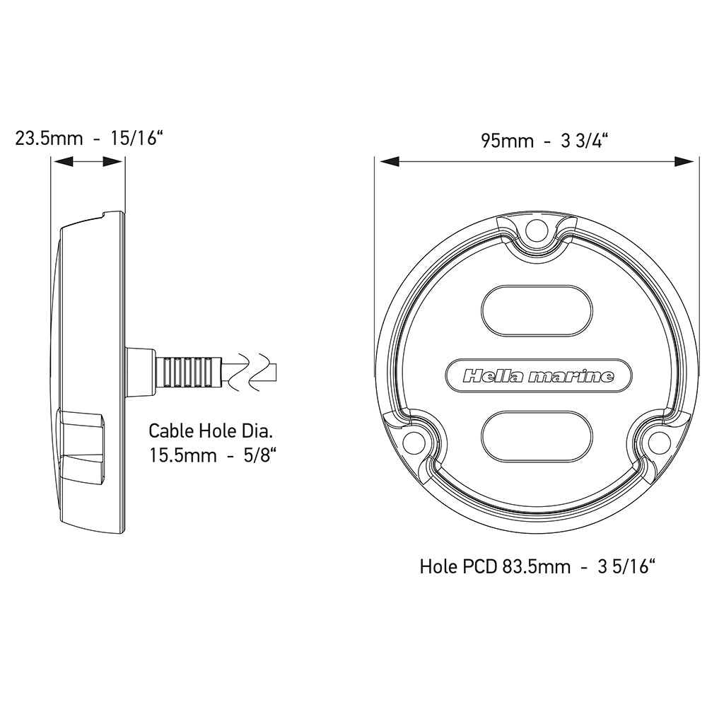 Hella Marine Apelo A1 Blue White Underwater Light 1800 Lumens Black Housing Charcoal Lens 016145001