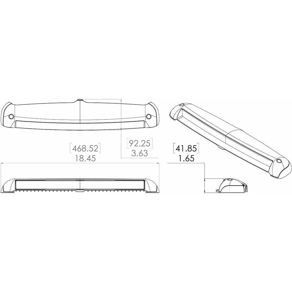 Lumitec Razor Light Bar Spot White Housing wInverted Logo Flush Mount 101603