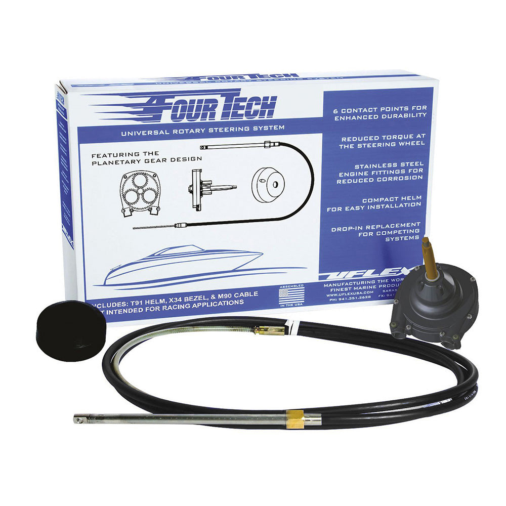 Uflex Fourtech 6 Black Mach Rotary Steering System wHelm Bezel Cable FOURTECHBLK06