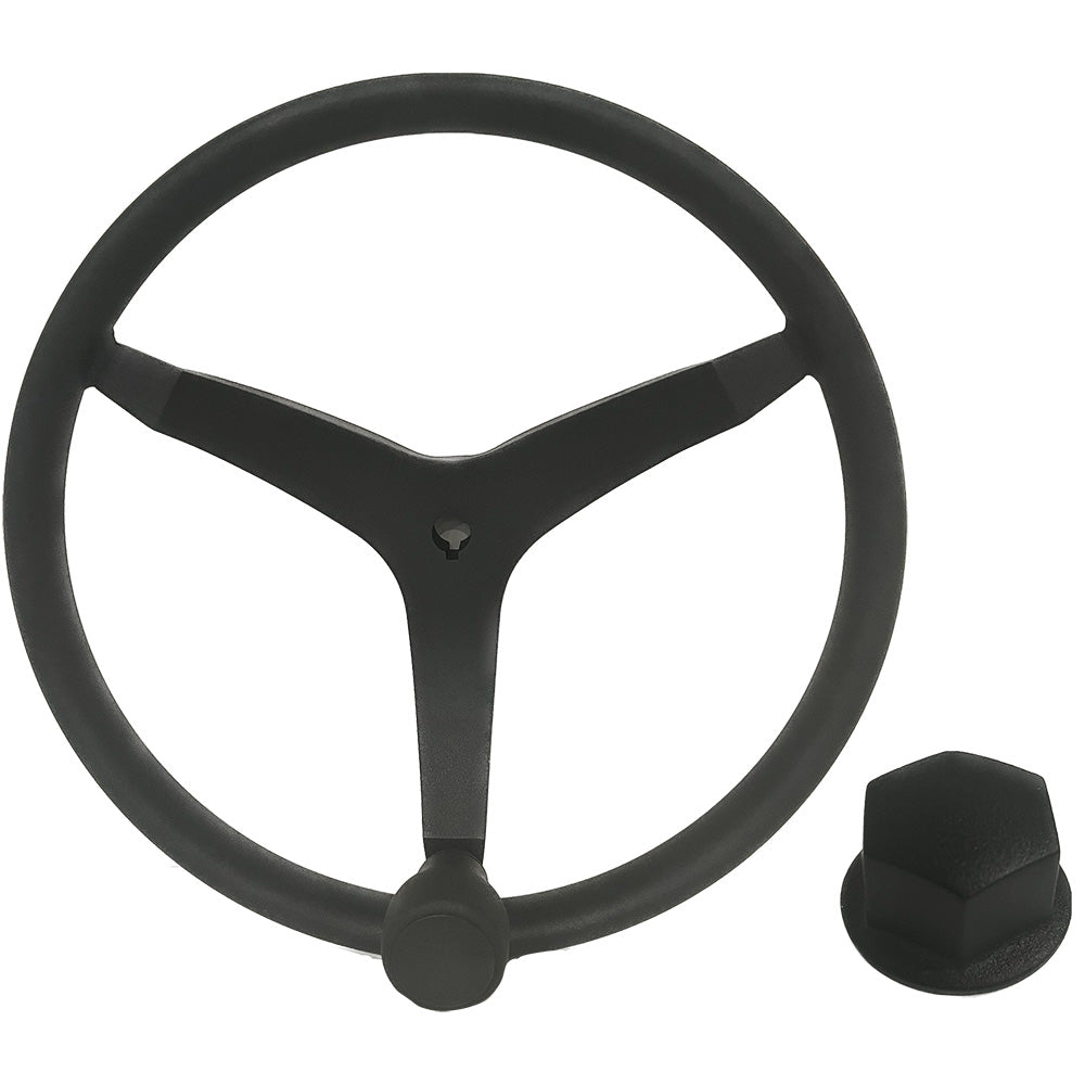 Uflex V46 135 Stainless Steel Steering Wheel wSpeed Knob Chrome Nut Black V46B KIT