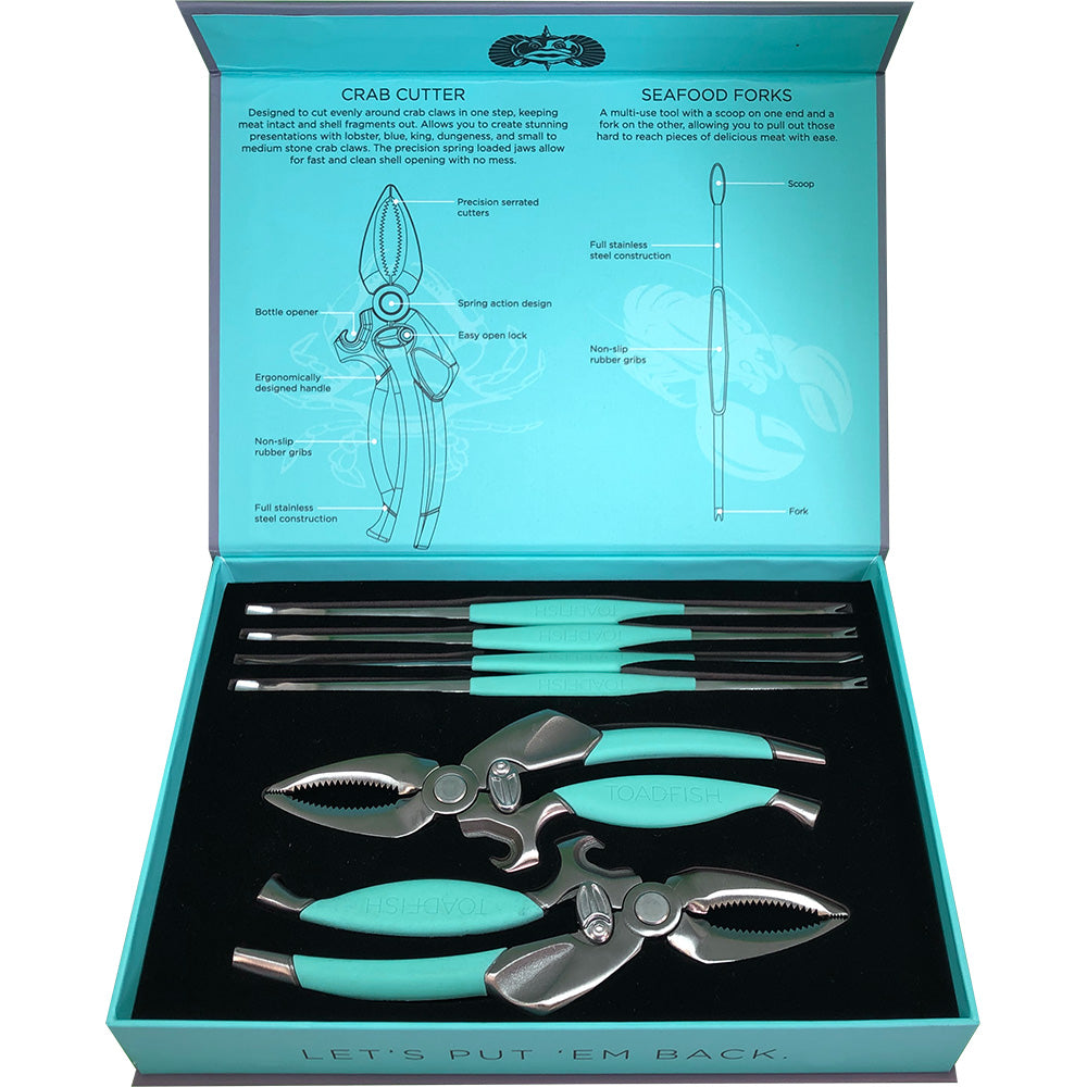 Toadfish CrabLobster Tool Set 2 Shell Cutters 4 Seafood Forks 1022