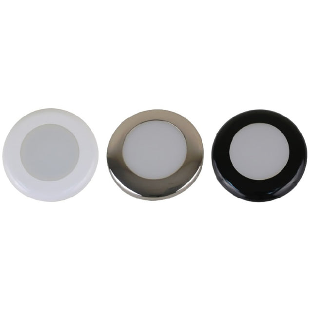 Scandvik A3C Downlight Kit  Warm White wSS White  Black Trim Rings 41290P