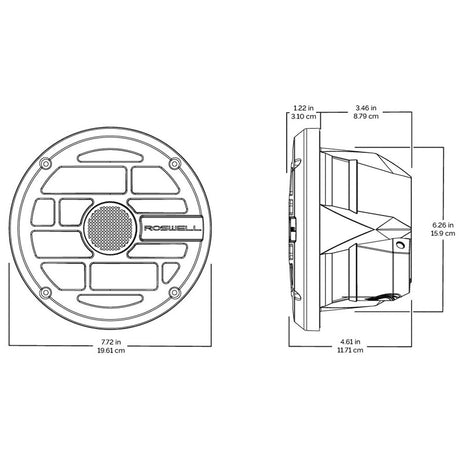 Roswell R Series 77 Marine Speakers  Anthracite Grille  80W RMS  160W Peak Power C9201912