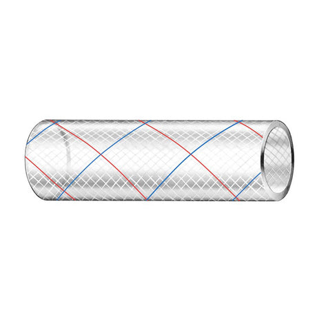 Trident Marine 12 x 50 Clear Reinforced PVC Hose Tubing Red  Blue Tracer 1620126