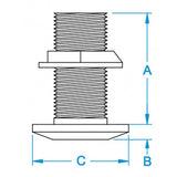 GROCO 212 Bronze ThruHull Fitting wNut TH2500W