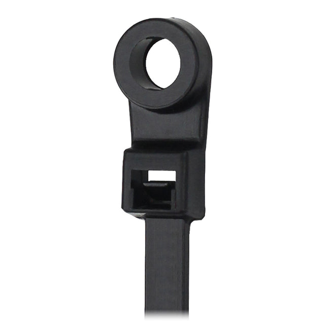 Pacer 15 Cable Tie wMounting Ring  Black  50lb Tensile Strength  4 Bundle Diameter  100 Piece Bag CTMR4S100BK