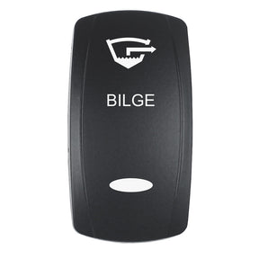 Pacer Actuator  BILGE fV Series Contura Switches  Black  Laser Etched TopBottom Light EV2LEBLG