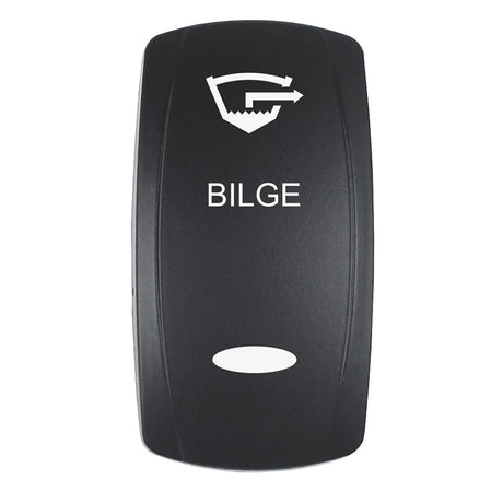 Pacer Actuator  BILGE fV Series Contura Switches  Black  Laser Etched TopBottom Light EV2LEBLG