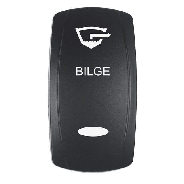 Pacer Actuator  BILGE fV Series Contura Switches  Black  Laser Etched TopBottom Light EV2LEBLG
