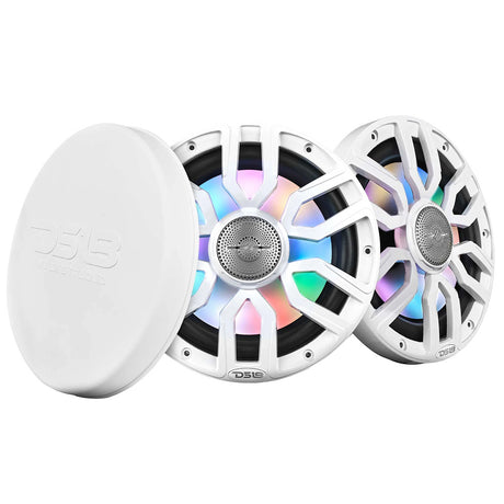 DS18 8 2Way Coaxial Marine Speakers wDigital LED Lights  Bullet Tweeter  White  175W 4Ohm NXLIQ8WH