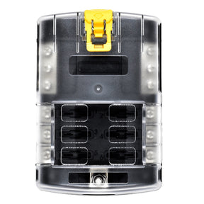 Bluewater 6 Position Fuse Block ATC wYellow Slide 32003003006