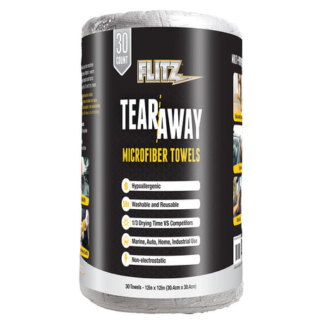 Flitz 12 x 12 TearAway Microfiber Towels  Grey 30Pack MC330R