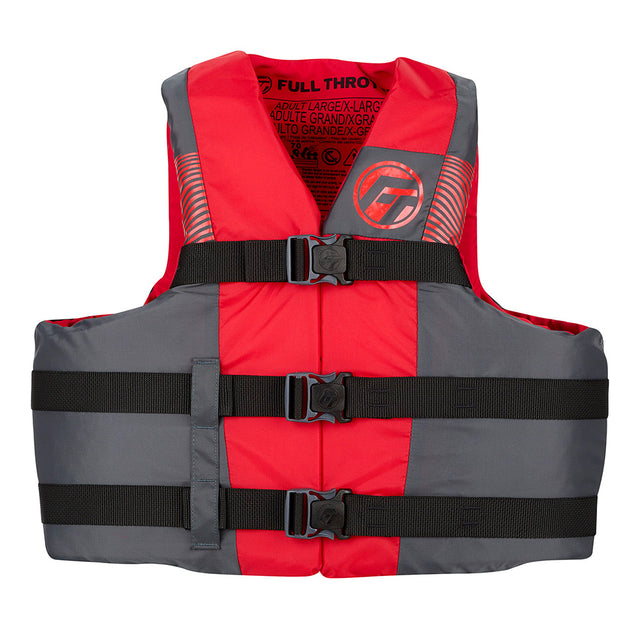 Full Throttle Adult Nylon Life Jacket  4X7X  BlackRed 11220010011026