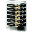 Blue Sea 5018 ST Glass Fuse Block wout Negative Bus  6 Circuit 5018