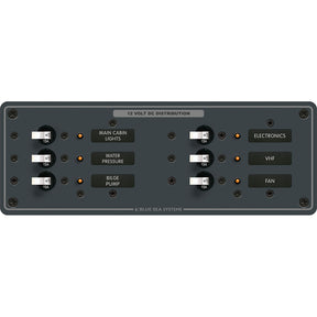 Blue Sea 8096 DC 6 Position Toggle Branch Circuit Breaker Panel  White Switches 8096