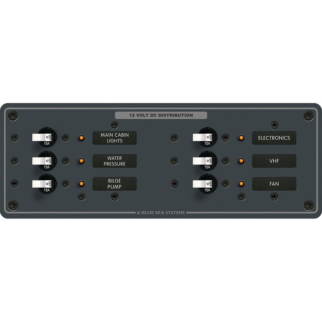 Blue Sea 8096 DC 6 Position Toggle Branch Circuit Breaker Panel  White Switches 8096