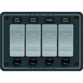 Blue Sea 8262 Waterproof Panel 4 Position  Slate Grey 8262