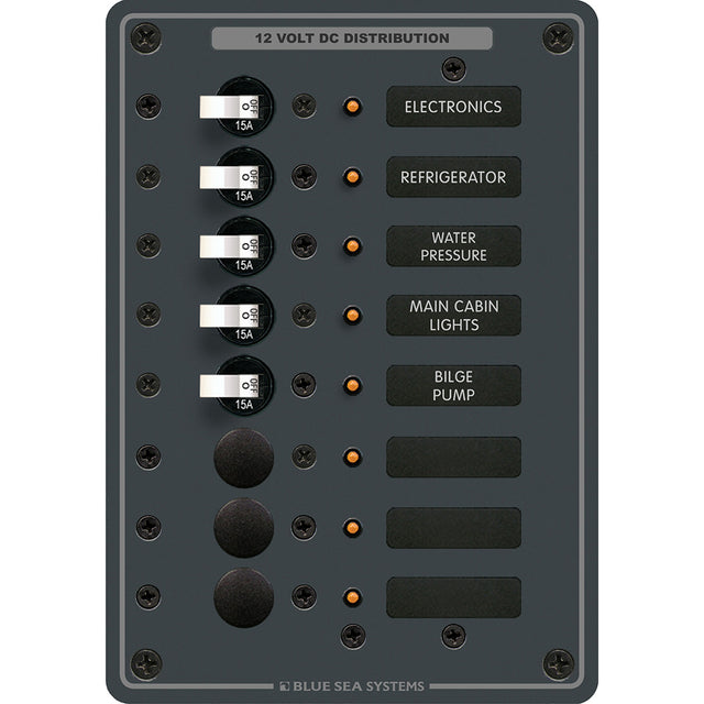 Blue Sea 8023 DC 8 Position Circuit Breaker  White Switches 8023