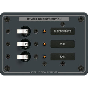 Blue Sea 8025 DC 3 Position Breaker Panel  White Switches 8025