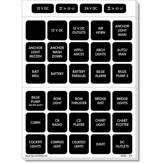 Blue Sea 4217 Square Format Label Set  120 4217