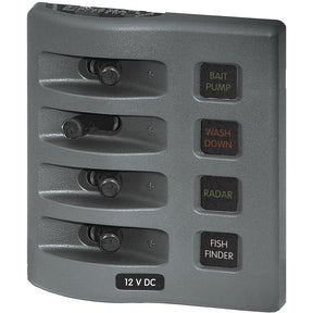 Blue Sea 4304 WeatherDeck Water Resistant Fuse Panel  4 Position  Grey 4304