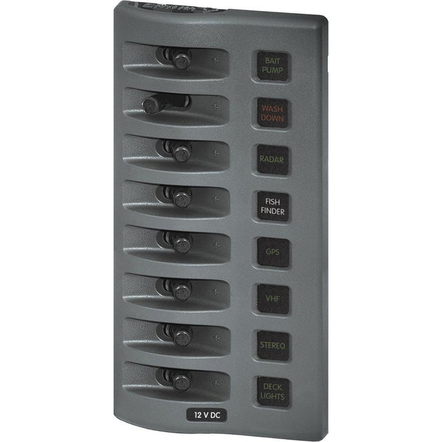 Blue Sea 4308 WeatherDeck Water Resistant Fuse Panel  8 Position  Grey 4308