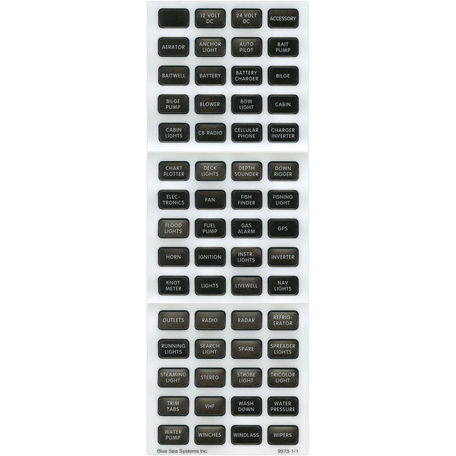 Blue Sea 8214 Black Small Format Label Kit  60 Labels 8214