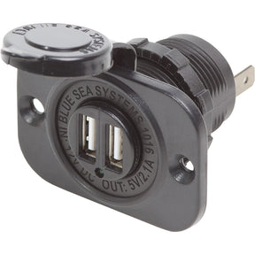 Blue Sea Dual USB Charger Socket  2 USB Ports wWatertight Cap 1016