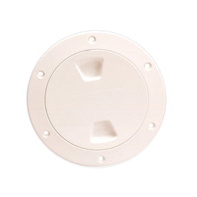 Beckson 4 Smooth Center ScrewOut Deck Plate  Beige DP40N