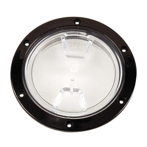 Beckson 4 Clear Center Screw Out Deck Plate  Black DP40BC