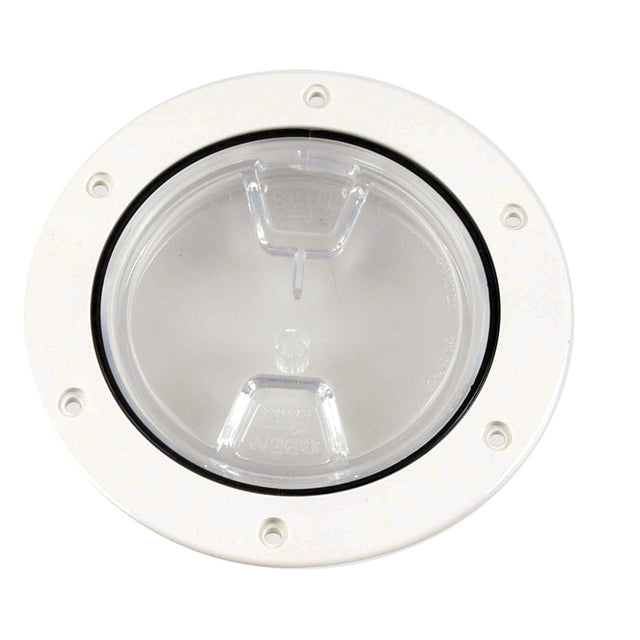 Beckson 4 Clear Center ScrewOut Deck Plate  White DP40WC