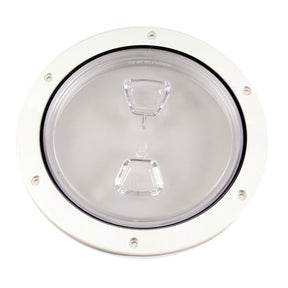 Beckson 6 Clear Center Screw Out Deck Plate  White DP60WC
