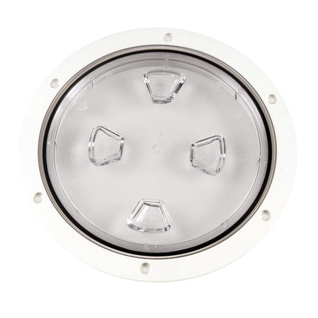 Beckson 8 Clear Center ScrewOut Deck Plate  White DP80WC