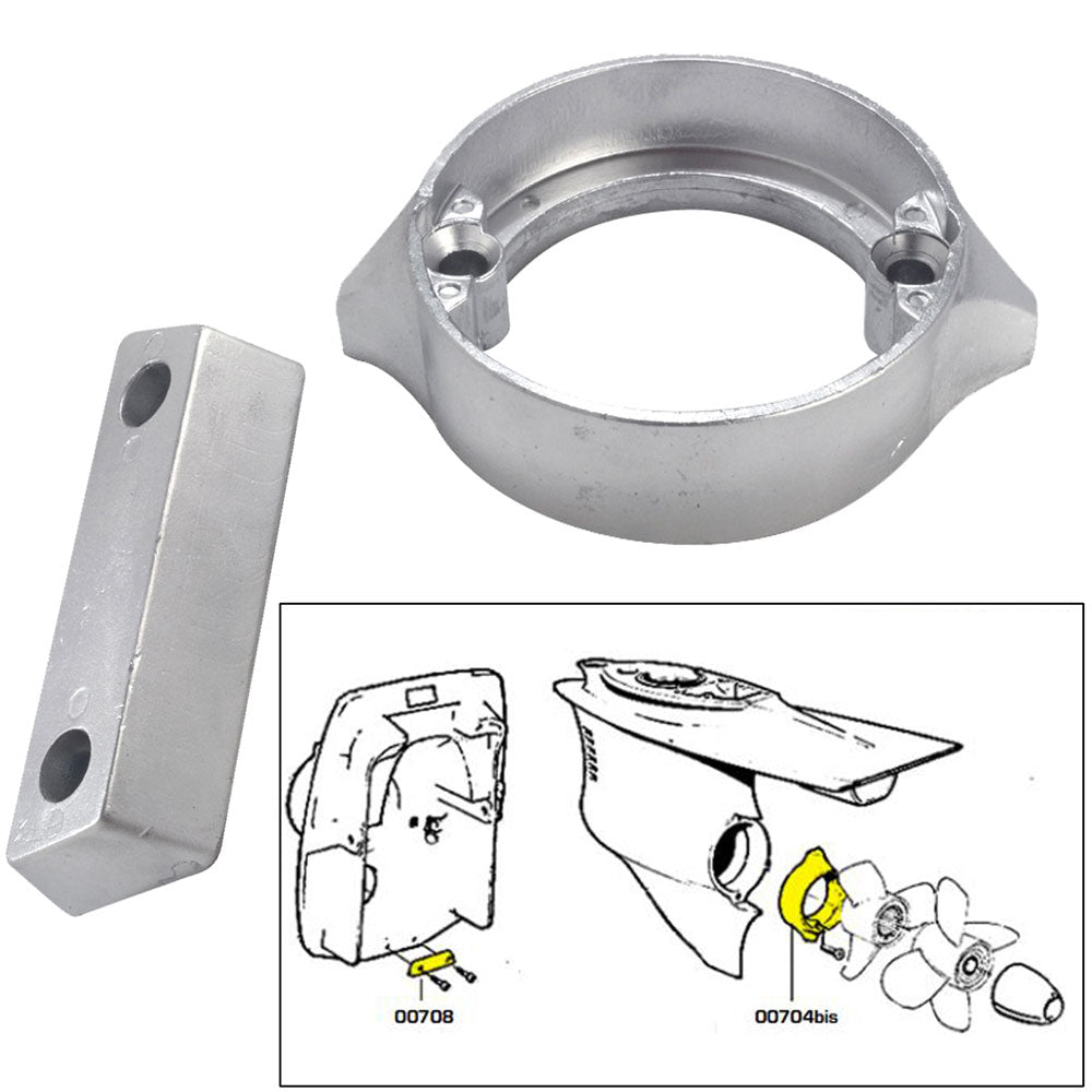 Tecnoseal Anode Kit wHardware  Volvo DuoProp 290  Aluminum 20706AL