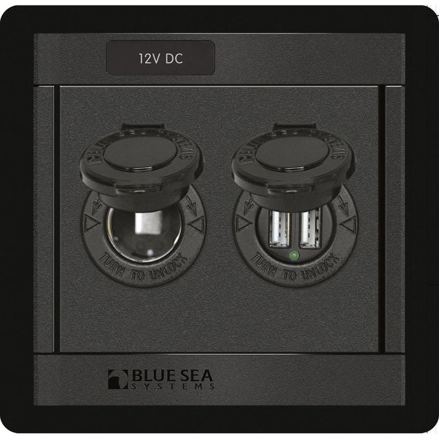Blue Sea 1478 360 Panel  12V DC Socket  Dual USB Charger 1478