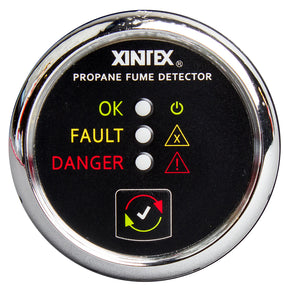 FireboyXintex Propane Fume Detector wPlastic Sensor  No Solenoid Valve  Chrome Bezel Displa P1CR