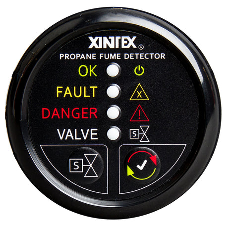 FireboyXintex Propane Fume Detector wAutomatic ShutOff  Plastic Sensor  No Solenoid Valve  Black Bezel Display P1BNVR