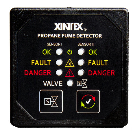 FireboyXintex Propane Fume Detector w2 Plastic Sensors  No Solenoid Valve  Square Black Bezel Display P2BNVR
