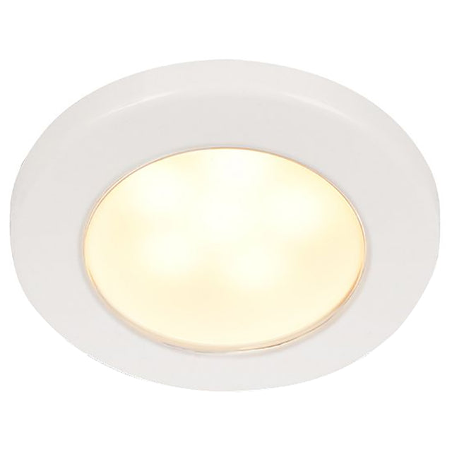Hella Marine EuroLED 75 3 Round Screw Mount Down Light  Warm White LED  White Plastic Rim  12V 958109011