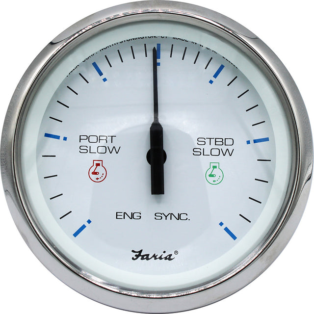 Faria 4 Chesapeake SS White Engine Synchronizer  Dual Gas  Var Ratio Alt Diesel 33801