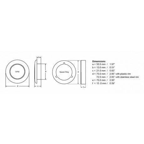 Hella Marine Polished Stainless Steel Rim LED Courtesy Lamp  Blue 980503221